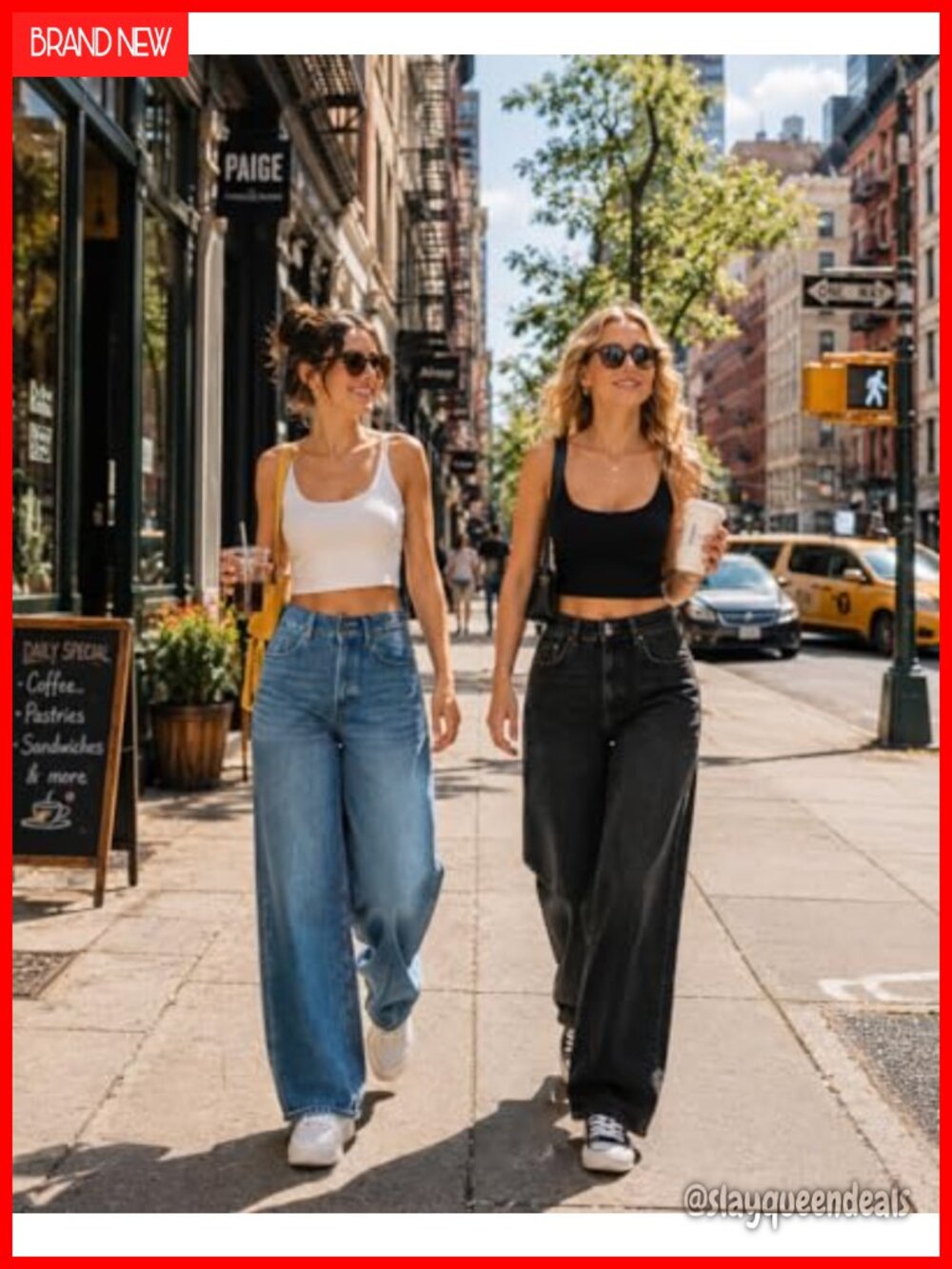High Waisted Baggy Wide Leg Jeans Stretchy Tummy Control Straight Leg Denim - Picture 3 of 5